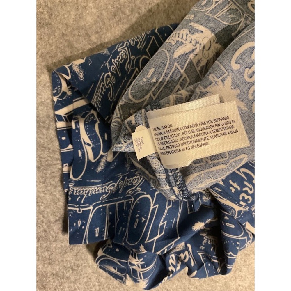 NWT Goodfellow & Co Mens Blue Florida Los Angeles Graphic Vacation Camp Shirt XL - Picture 10 of 10